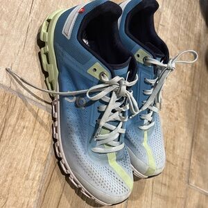 On Running Women's Light Blue and Lime Athletic Shoes